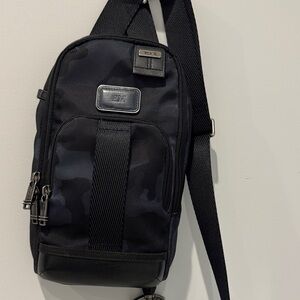 Tumi Black and Dark Blue Belt Bag